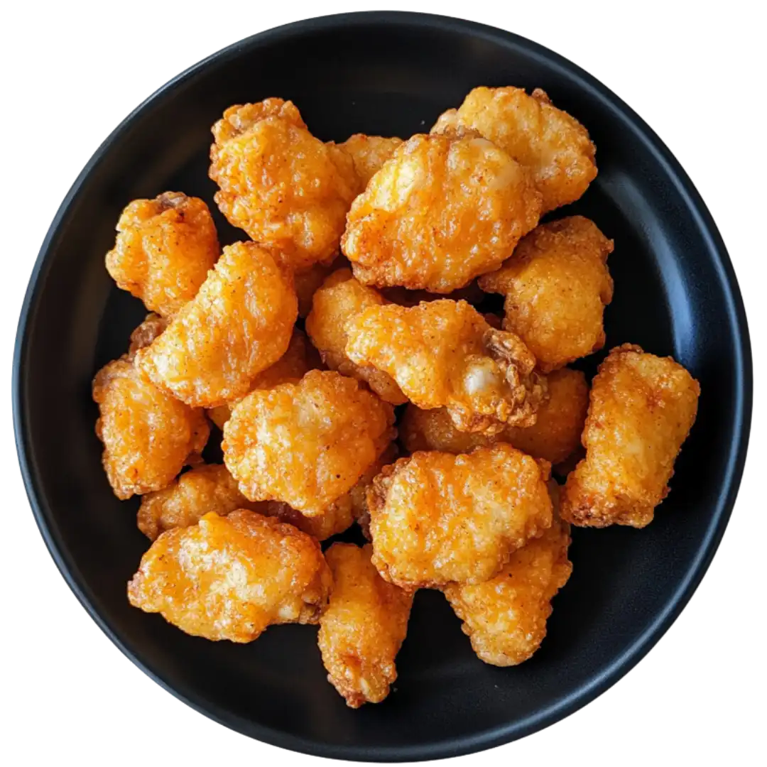 Close-up image of a crispy chicken wing drizzled with sauce, highlighting Wings Avenue’s flavor.