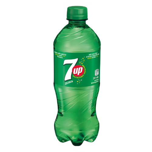 Image of a 7UP soda can, available with meals at Wings Avenue.