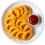 Golden crispy onion rings, a perfect side for any meal.