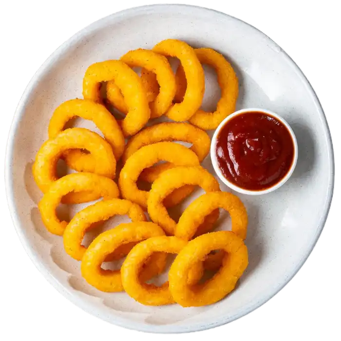 Golden crispy onion rings, a perfect side for any meal.