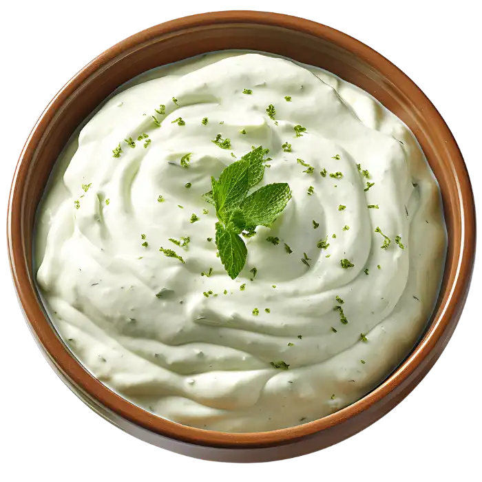 Smooth ranch dipping sauce, ideal for chicken wings and veggies.